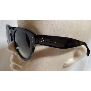 正規 セリーヌ キャットアイ ロゴ×3連ドット ビッグレンズサングラス黒 付属有