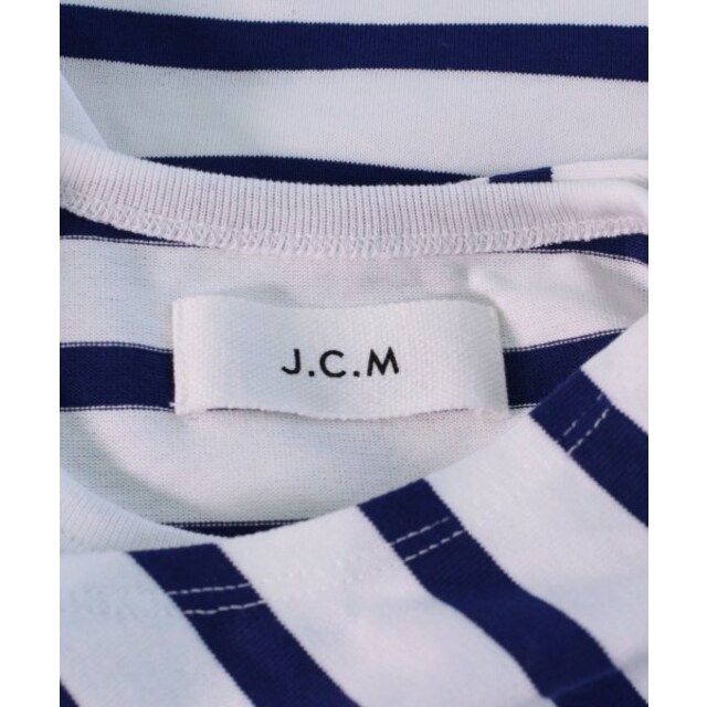 J.C.M Tシャツ・カットソー 38(M位) 白x紺(ボーダー)