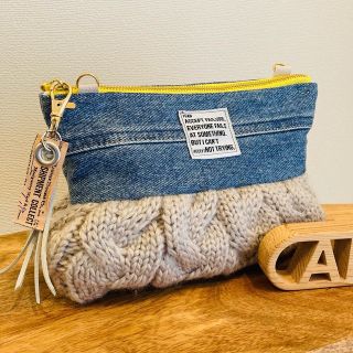 専用SALE✴︎アラン編み×denimポーチ❤︎(バッグ)