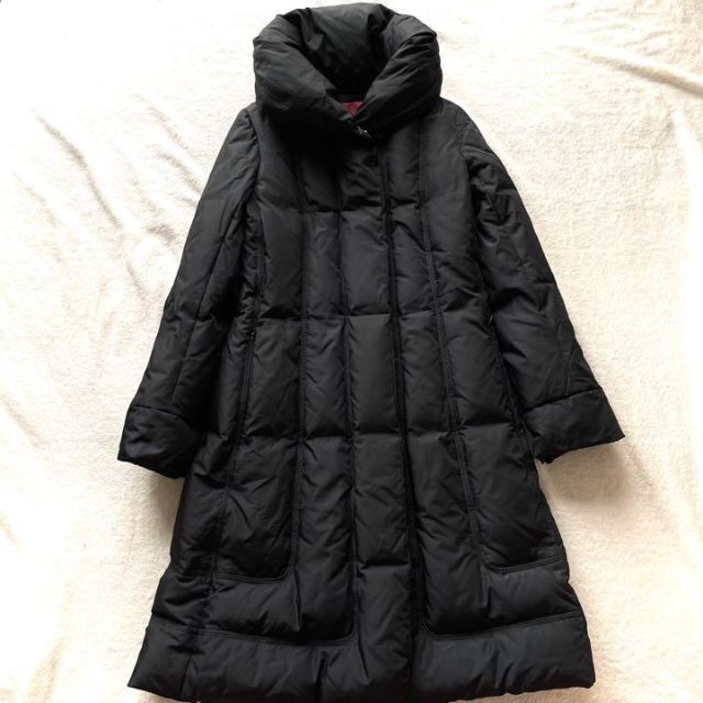 レディース美品 アマカ タロング ダウン ジャケット コート ブラック 黒 サイズ38