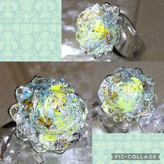 ❀レジンリング氷薔薇〜clear shiny ice color rose❀(リング)