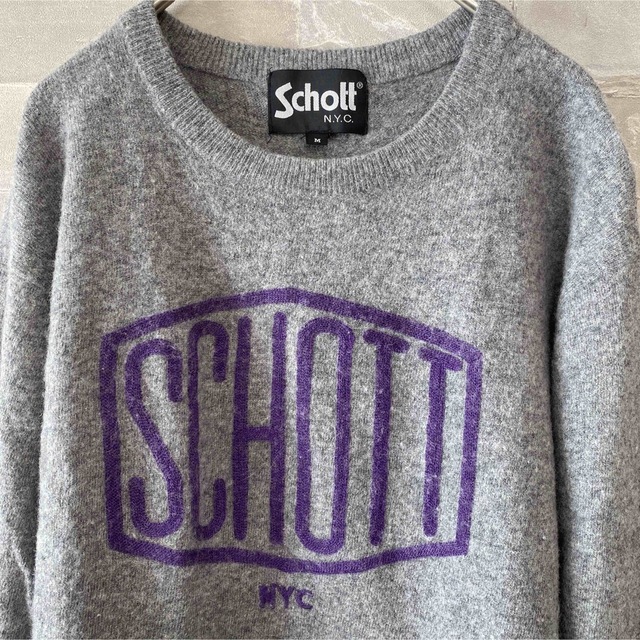 schott(ショット)のschott★ニットセーター★Mサイズ★ 定価17,380円(税込)★ビッグロゴ メンズのトップス(ニット/セーター)の商品写真