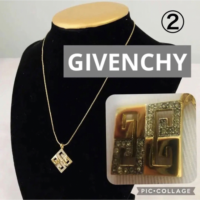 GIVENCHY(ジバンシィ)の正規品✴︎ GIVENCHY②ロゴ　ラインストーン　ゴールドネックレス　Gマーク レディースのアクセサリー(ネックレス)の商品写真