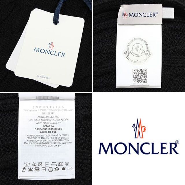 MONCLER(モンクレール)の91 MONCLER ブラック SCIARPA ウール マフラー size S メンズのファッション小物(マフラー)の商品写真