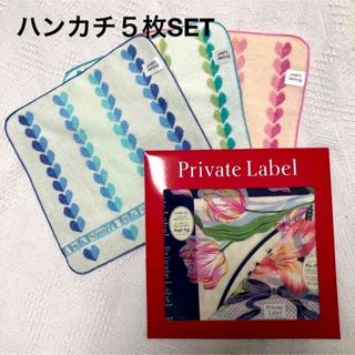 プライベートレーベル(PRIVATE LABEL)の【お値下げ‼️】58×58cm大判ハンカチ2枚＆ミニタオル3枚SET(ハンカチ)