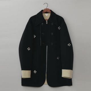 コモリ(COMOLI)の最安値　MASU ZIP-UP CLOVER STUDS COAT(BLACK)(ピーコート)