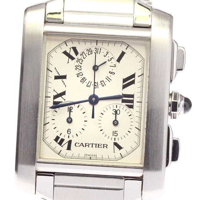 ☆美品 【CARTIER】カルティエ タンクフランセーズ クロノリフレックスLM W51001Q3 クォーツ メンズ_720168【ev10】