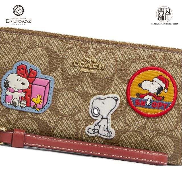 COACH(コーチ)の(SALE)(直営買付)コーチアウトレット COACH×SNOOPY スヌーピーコラボ ロングジップウォレット シグネチャーキャンバス・パッチ 長財布 CF218 COACH ホリデー【新品】【未使用】【丸正質舗】【質屋】【ブリルトワーゼ】（M211317s) レディースのファッション小物(財布)の商品写真