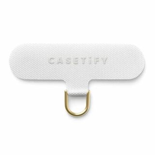 アイフォーン(iPhone)のcasetify ストラップカード　ゴールドリング　ライトグレー(ネックストラップ)