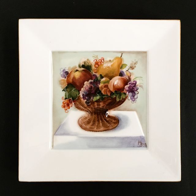 マイセン 「卓上の果物」H・ブレチュナイダー  陶板画 14.5センチ陶芸