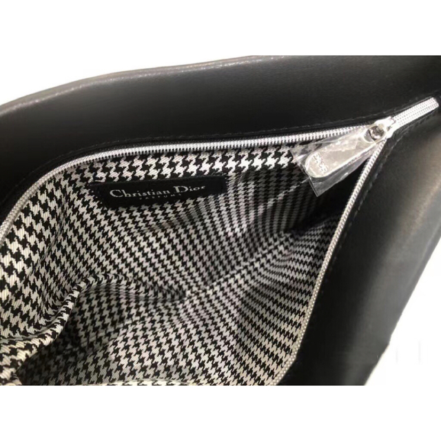 B品セール ディオール Dior レザー ポーチ ブラック 千鳥格子 2022 箱