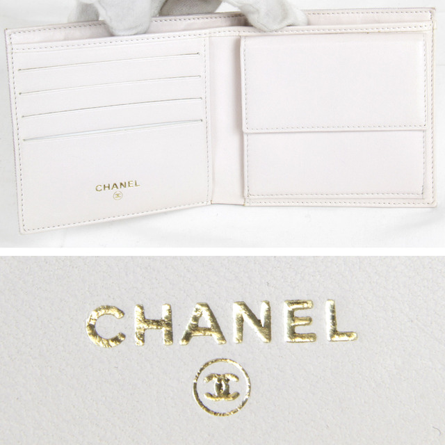 美品『USED』 CHANEL シャネル 二つ折り財布 キャンバス ライトピンク系