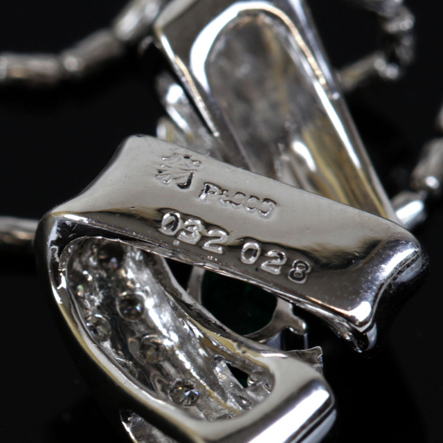 美品『USED』翁淳 K18WG/Pt900 /エメラルド ネックレス ダイヤモンド