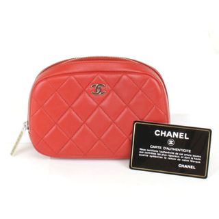 シャネル(CHANEL)の美品『USED』 CHANEL シャネル ポーチ ラムスキン レッド【中古】(ポーチ)