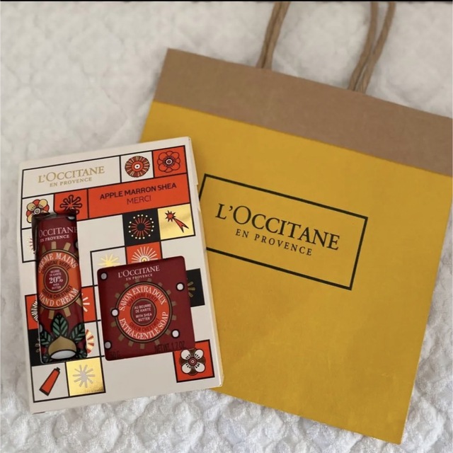 L'OCCITANE(ロクシタン)の新品未開封★ロクシタン アップルマロンシアメルシー　石けん・ハンドクリームセット コスメ/美容のコスメ/美容 その他(その他)の商品写真