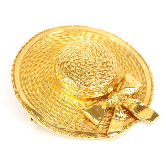 美品『USED』 CHANEL シャネル 帽子ブローチ ブローチ メタル ゴールド