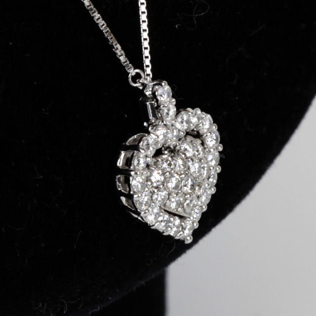美品『USED』 K18WG ハートネックレス ネックレス ダイヤモンド 0.8ct 5.1g