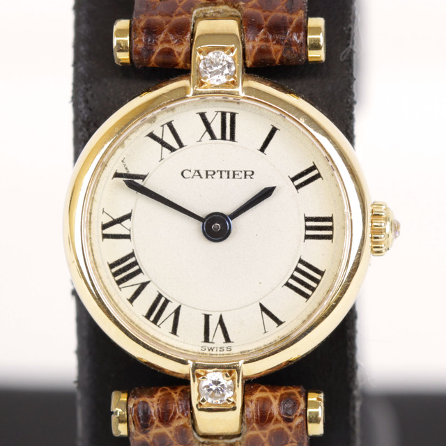 本物 CARTIER 美品『USED』 - Cartier 2Pダイヤ【中古】 アンティーク レディース クォーツ 腕時計 866026 ミニヴァンドーム 腕時計