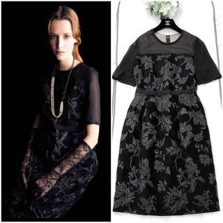 ランバンコレクション(LANVIN COLLECTION)の新品同様‼️ランバンコレクション 膨れ織り エレガントワンピース(ひざ丈ワンピース)