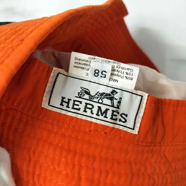 HERMES(エルメス) Hロゴ ナイロン×レザー バケットハット KK857-