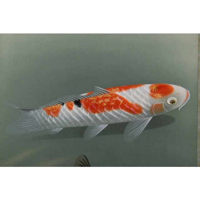真作】蒼樹/鮒図/魚図/フナ図/鯉図/掛軸☆宝船☆AB-872 - 絵画/タペストリ
