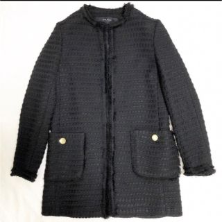 ザラ(ZARA)の【みれり様専用】ZARA ツイード風ノーカラーコート(ノーカラージャケット)