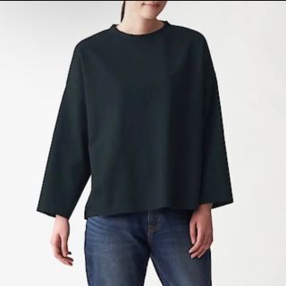 ムジルシリョウヒン(MUJI (無印良品))の【美品】無印良品 ロングTシャツ（フリーサイズ・黒）(Tシャツ(長袖/七分))