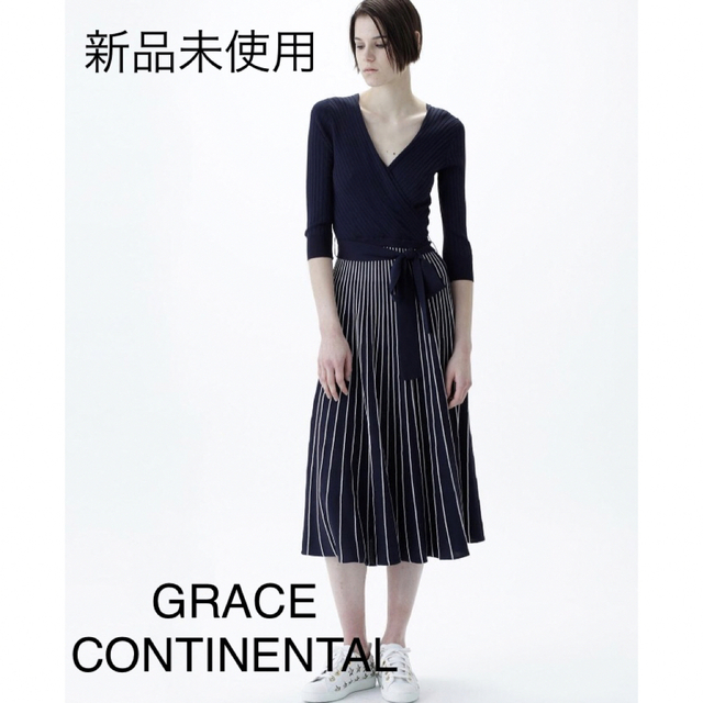 未使用♦GRACE CONTINENTAL リブニットカシュクールワンピースのサムネイル