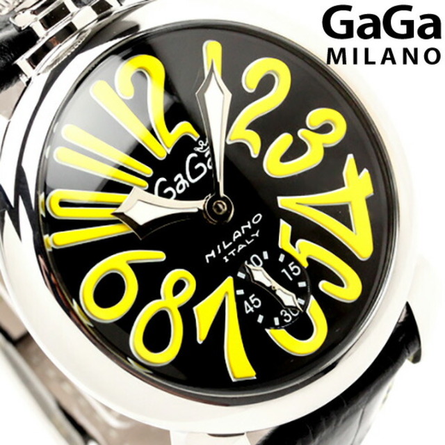 GaGa MILANO(ガガミラノ)の【新品】ガガミラノ GaGa MILANO 腕時計 メンズ 5010.12 手巻 ブラック/イエローxブラック アナログ表示 メンズの時計(腕時計(アナログ))の商品写真