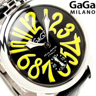 ガガミラノ(GaGa MILANO)の【新品】ガガミラノ GaGa MILANO 腕時計 メンズ 5010.12 手巻 ブラック/イエローxブラック アナログ表示(腕時計(アナログ))