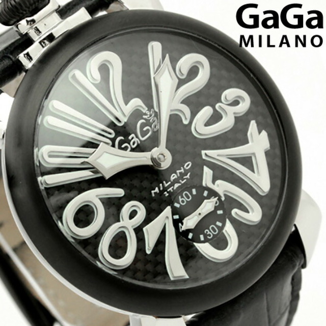GaGa MILANO - ガガミラノ 腕時計 メンズ 5013-1 GaGa MILANO 手巻き カーボンブラック/シルバーxブラック アナログ表示