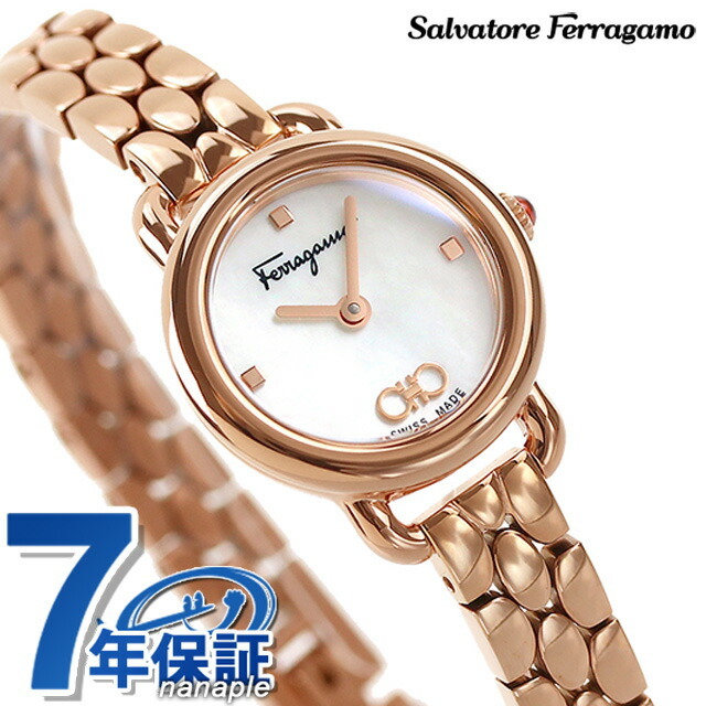 愛用 サルヴァトーレ・フェラガモ Ferragamo Salvatore 腕時計 ホワイトシェルxピンクゴールド Ferragamo  SFHT01622Salvatore クオーツ バリナ 腕時計