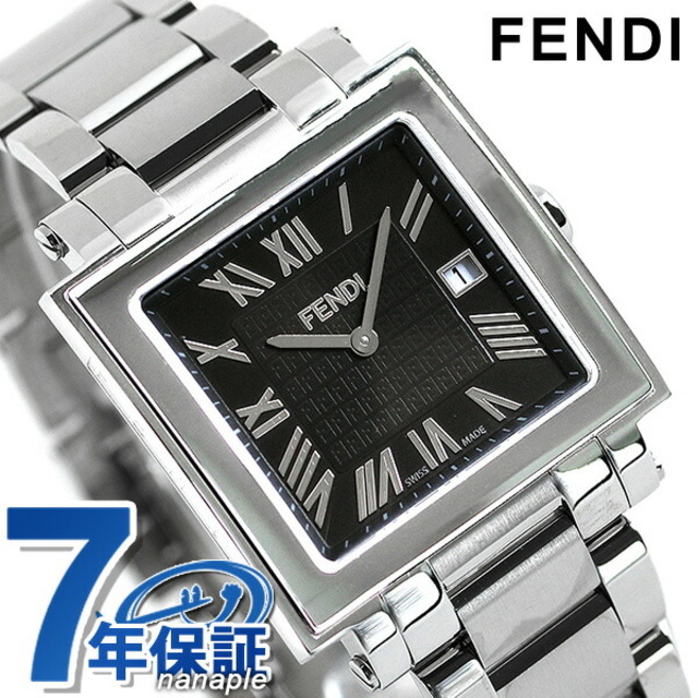 FENDI - フェンディ 腕時計 クアドロ メン 34mm クオーツ F606011000FENDI ブラックxシルバー