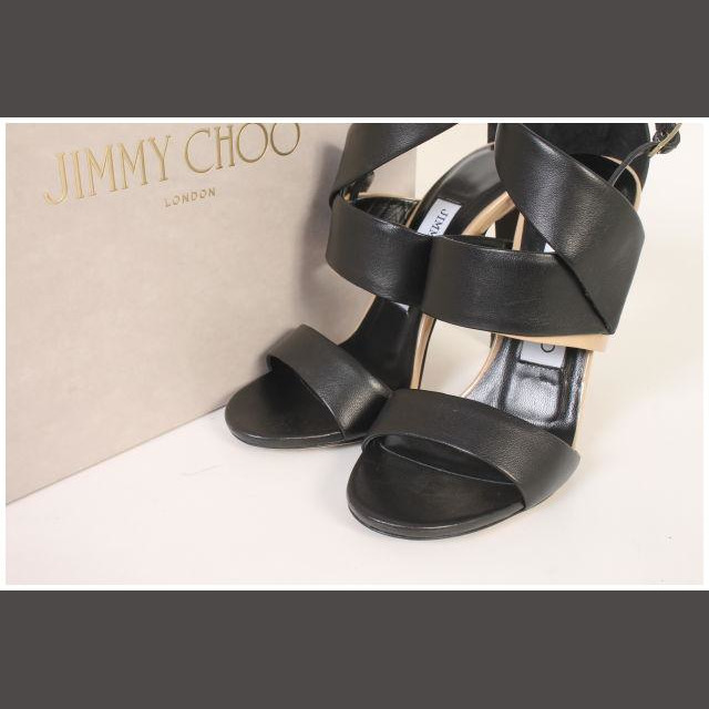 JIMMY CHOO(ジミーチュウ)のジミーチュウ JIMMY CHOO サンダル ストラップ レザー 34 黒 レディースの靴/シューズ(サンダル)の商品写真