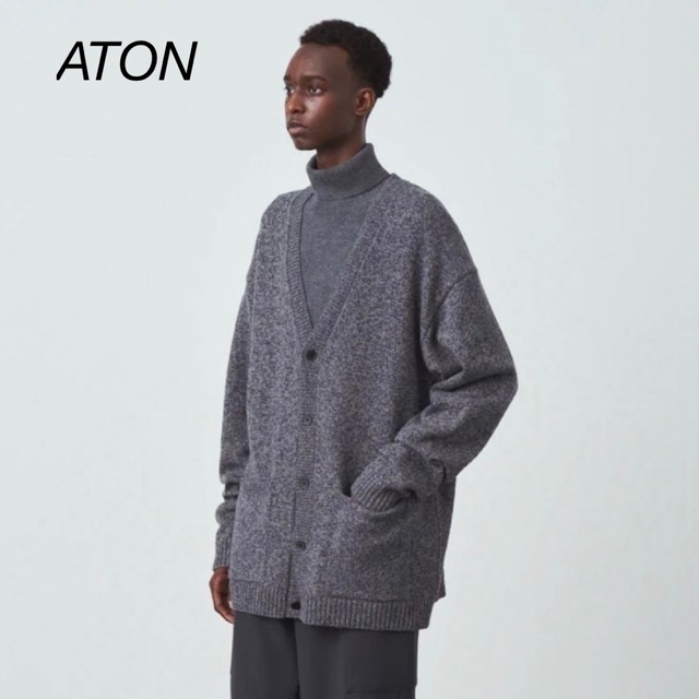 メンズATON Wool Mouline Oversized Cardigan