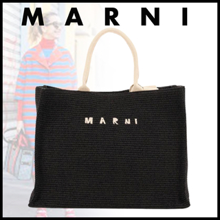 マルニ(Marni)のMARNI レディース トートバッグ かごバッグ スモール ブラック(かごバッグ/ストローバッグ)
