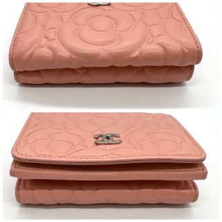 美品!シャネル カメリア Wホック コンパクトウォレット ピンク 財布