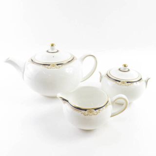 ウェッジウッド(WEDGWOOD)の美品 WEDGWOOD ウェッジウッド キャベンディッシュ ティーポット＆クリーマー＆シュガーポット 3点 セット 茶器 ミルク 砂糖 SC5844E (その他)