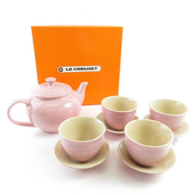 美品 Le Creuset ルクルーゼ ティーポットセット 1点 ピンク系 茶器 湯呑み＆ソーサー SC5837E | フリマアプリ ラクマ