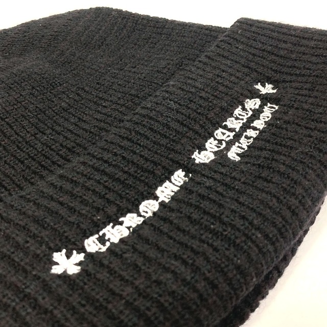 Chrome Hearts(クロムハーツ)のクロムハーツ CHROME HEARTS クロスボール 刺繍 ビーニー ニットキャップ 帽子 ニット帽 ウール ブラック メンズの帽子(ニット帽/ビーニー)の商品写真