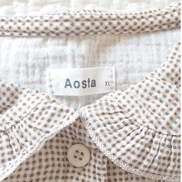 韓国子供服　"Aosta"　ガーゼ丸襟フリルブラウス キッズ/ベビー/マタニティのキッズ服女の子用(90cm~)(ブラウス)の商品写真