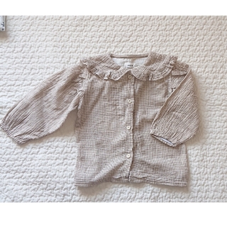 韓国子供服　"Aosta"　ガーゼ丸襟フリルブラウス(ブラウス)