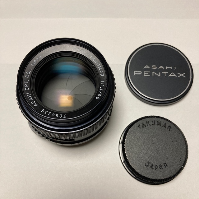 良A品 PENTAX TAKUMAR 50mm F1.4 純正前後CAP