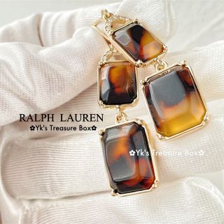 ラルフローレン(Ralph Lauren)のK902/RALPH LAUREN/琥珀色矩形2連ゴールドピアス(ピアス)