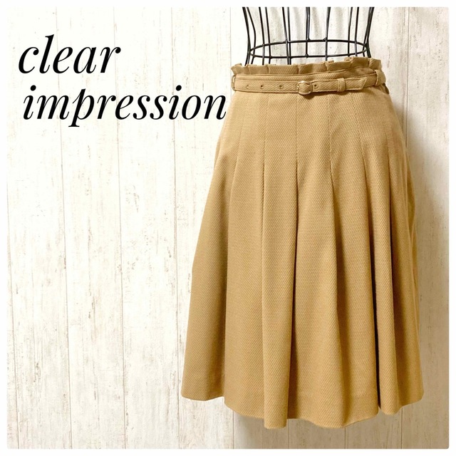 CLEAR IMPRESSION(クリアインプレッション)の上品♡ クリアインプレッション キャメル ベルト付き フレアスカート レディースのスカート(ひざ丈スカート)の商品写真