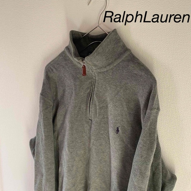 Ralph Lauren(ラルフローレン)のRalphLaurenラルフローレンハーフジップスウェットトレーナーグレー灰Ll メンズのトップス(スウェット)の商品写真