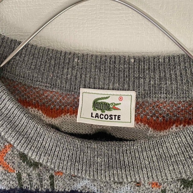 LACOSTE(ラコステ)の希少90'sLACOSTEラコステ3Dニットセーターxlあいみょんメンズ長袖古着 メンズのトップス(ニット/セーター)の商品写真