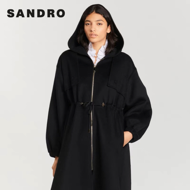 Sandro - ❤️Sandro22 秋冬新作新品 黒 ロングコート オシャレ上品の