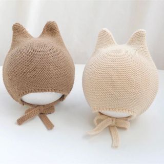 【新品未使用】猫耳ニット帽　ネコ耳(帽子)