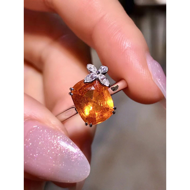 天然 イエロー サファイア  ダイヤ リング2.9ct k18 ¥ネックレス